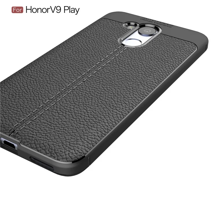 Litchi Texture PU leather Coated TPU Phone Cover for Huawei Honor 6C Pro / V9 Play - Black