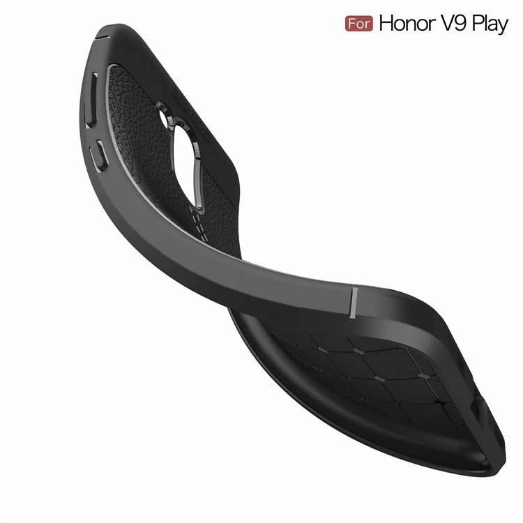 Litchi Texture PU leather Coated TPU Phone Cover for Huawei Honor 6C Pro / V9 Play - Black
