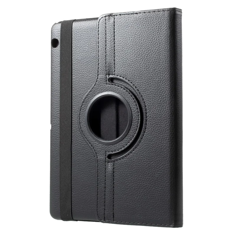 Litchi Grain Leather Protective Case with 360 Degrees Rotary Stand Hollow Design for Huawei MediaPad T3 10 - Preto