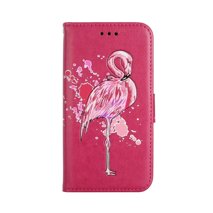 Flamingo Pattern Flash Powder Leather Wallet Case for Huawei P8 Lite (2017) / Honor 8 Lite - Rose