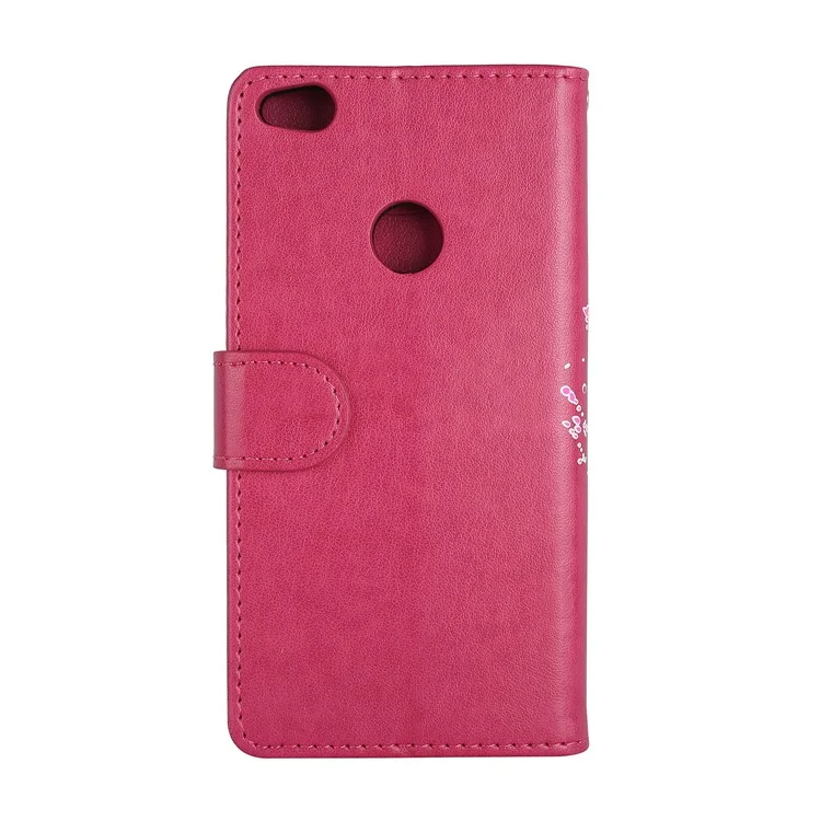 Flamingo Pattern Flash Powder Leather Wallet Case for Huawei P8 Lite (2017) / Honor 8 Lite - Rose