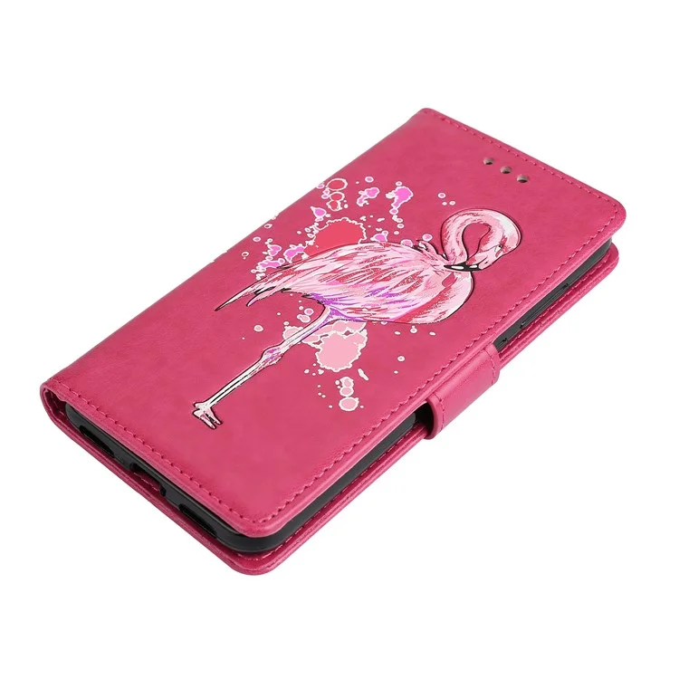 Flamingo Pattern Flash Powder Leather Wallet Case for Huawei P8 Lite (2017) / Honor 8 Lite - Rose