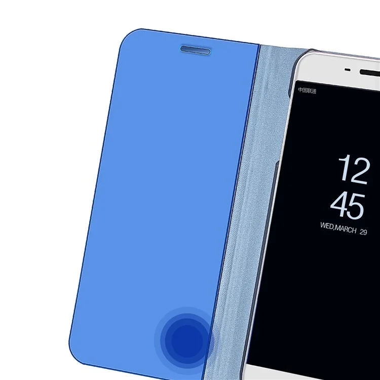 Für Huawei Mate 10 verchromte Spiegeloberfläche Leder Ständer Flip-Case Abdeckung - Blau