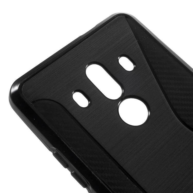 S Shape Brushed TPU Phone Case for Huawei Mate 10 Pro - Black