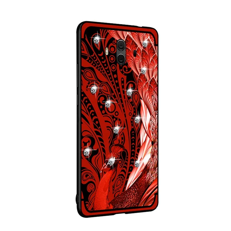 10Pcs/Set NXE Diamonds Decor Peacock Pattern TPU Phone Case for Huawei Mate 10 - Red