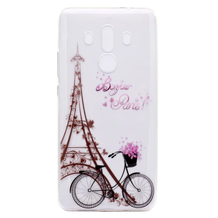 For Huawei Mate 10 Pro Soft TPU Ultra Patterned Ultra-thin Phone Casing - Tower and Bicycle