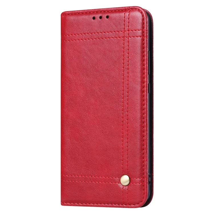 Vintage Leather Wallet Stand Phone Cover for Huawei Mate 10 Pro - Red