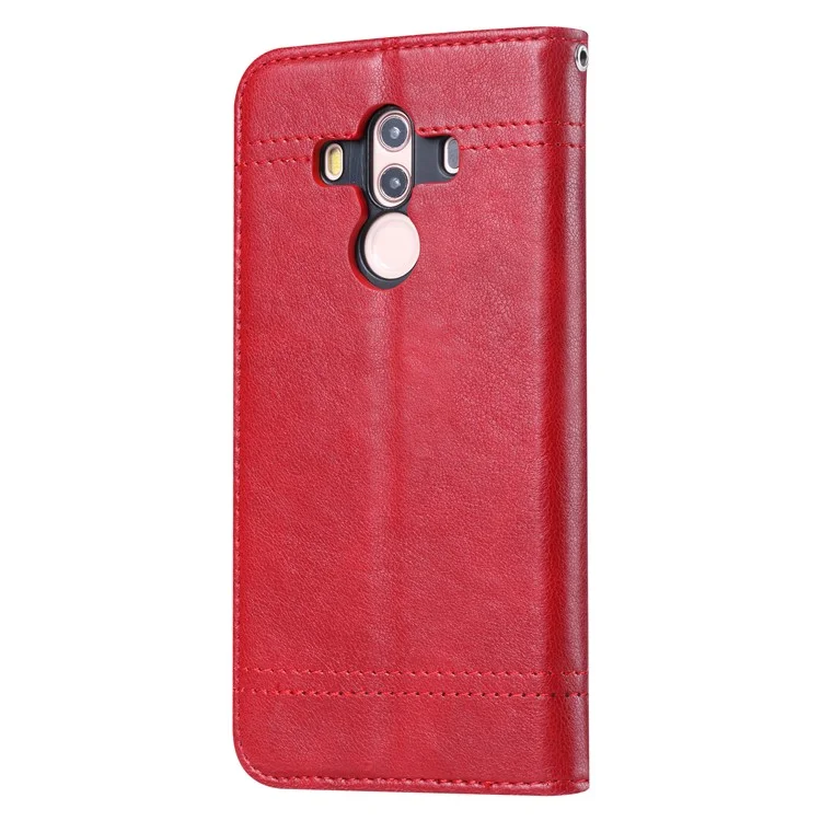 Vintage Leather Wallet Stand Phone Cover for Huawei Mate 10 Pro - Red