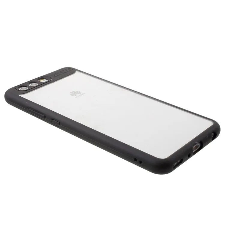 Silicone Edge + Crystal Acrylic Back Hybrid Shell Case for Huawei P10 Plus - Black