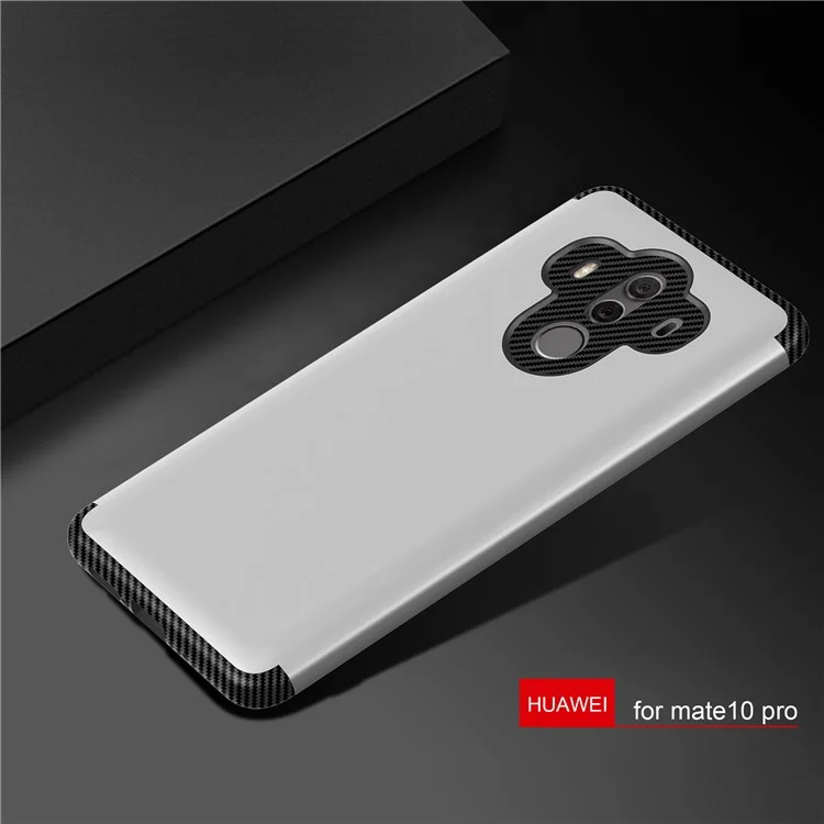 Carbon Fiber Texture Matte PC + TPU Hybrid Mobile Cover for Huawei Mate 10 Pro - Silver