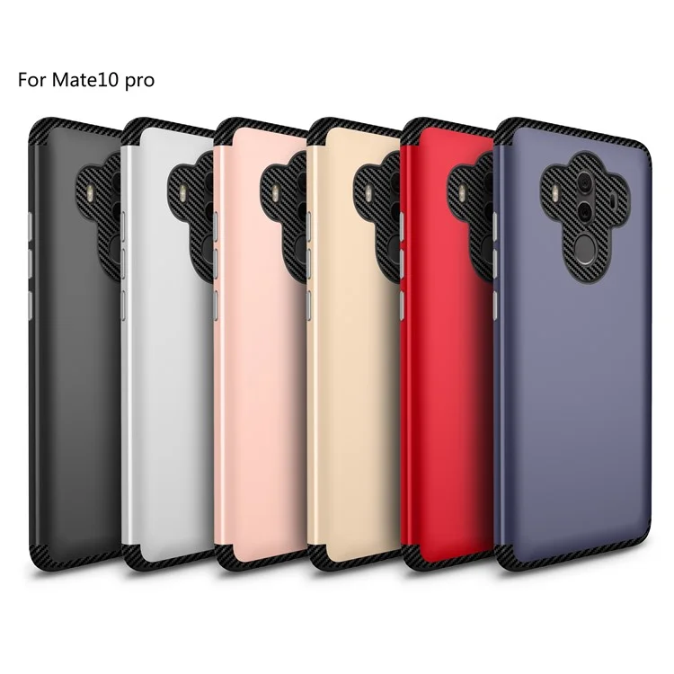 Carbon Fiber Texture Matte PC + TPU Hybrid Mobile Cover for Huawei Mate 10 Pro - Silver