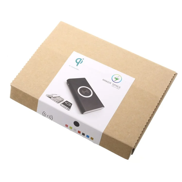Qi Wireless Charge + Power Bank 10000mAh USB Output External Battery for iPhone X/8/8 Plus Etc. - Black