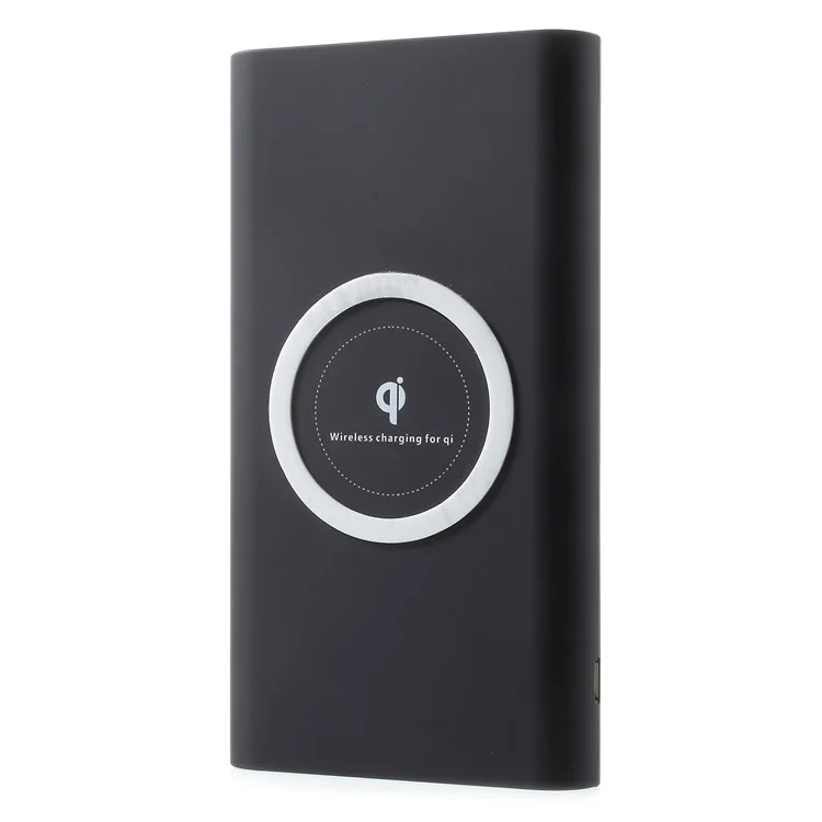 Qi Wireless Charge + Power Bank 10000mAh USB Output External Battery for iPhone X/8/8 Plus Etc. - Black