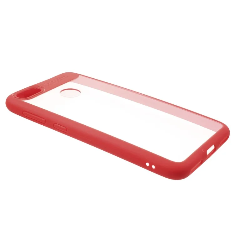 Silicone Frame + Transparent Acrylic Back Hybrid Case for Huawei P9 lite mini / Enjoy 7 / Y6 Pro (2017) - Red