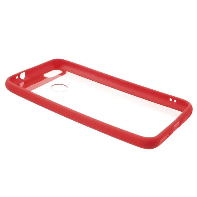 Silicone Frame + Transparent Acrylic Back Hybrid Case for Huawei P9 lite mini / Enjoy 7 / Y6 Pro (2017) - Red