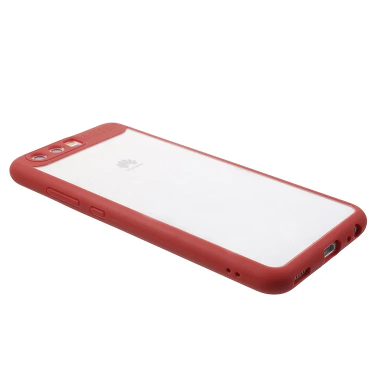 Transparent Acrylic Back + TPU Frame Hybrid Phone Case for Huawei P10 - Red