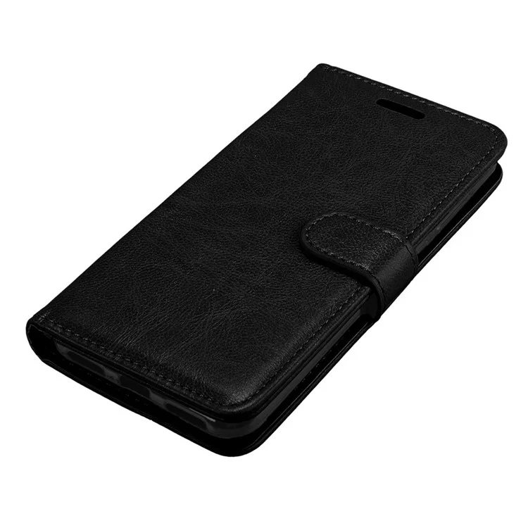 Solid Color Wallet Stand Protective Leather Case for Huawei Honor 6A / Honor 5C pro - Black