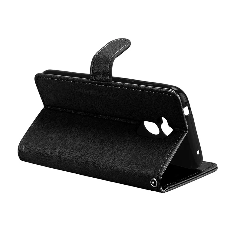 Solid Color Wallet Stand Protective Leather Case for Huawei Honor 6A / Honor 5C pro - Black