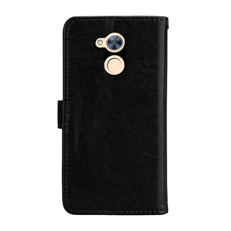 Solid Color Wallet Stand Protective Leather Case for Huawei Honor 6A / Honor 5C pro - Black