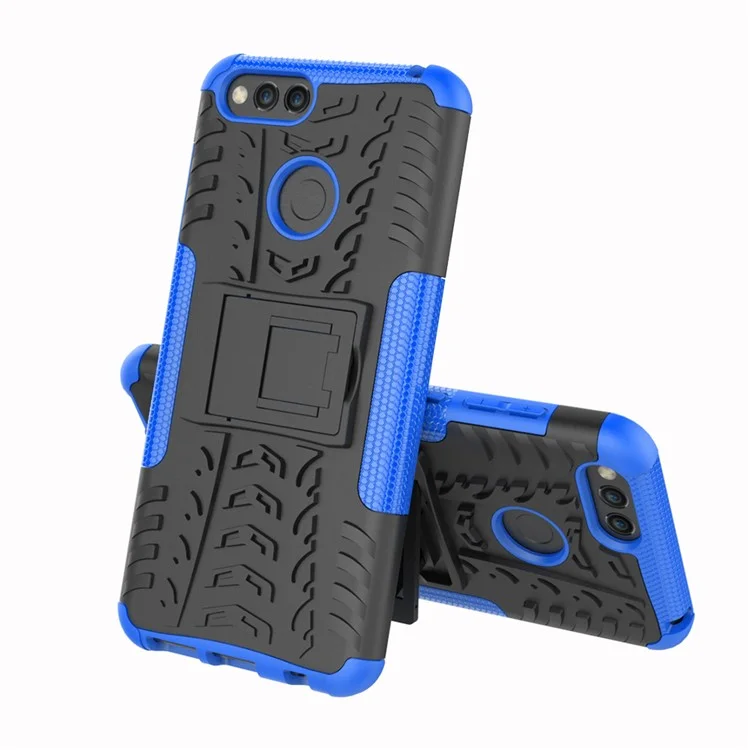 2-em 1 Pattern Pattern Kickstand PC + TPU Combo Mobile Case Para Huawei Honor 7x - Azul