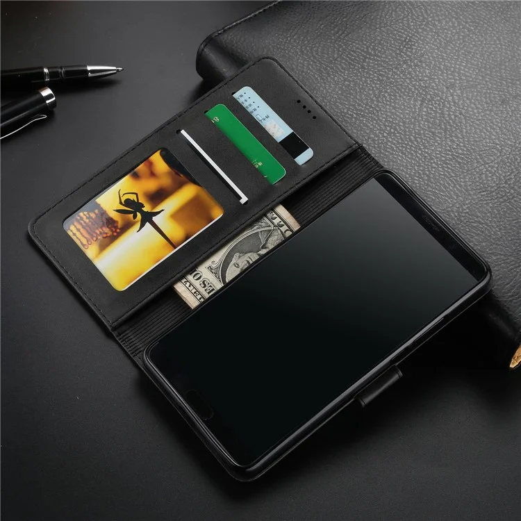 LC.IMEEKE for Huawei Mate 10 PU Leather Wallet Stand Case with Card Slots - Black