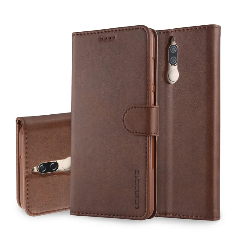 LC.IMEEKE for Huawei Mate 10 Lite / nova 2i / Maimang 6 / Honor 9i (India) PU Leather Wallet Stand Case Mobile Phone Accessory - Coffee