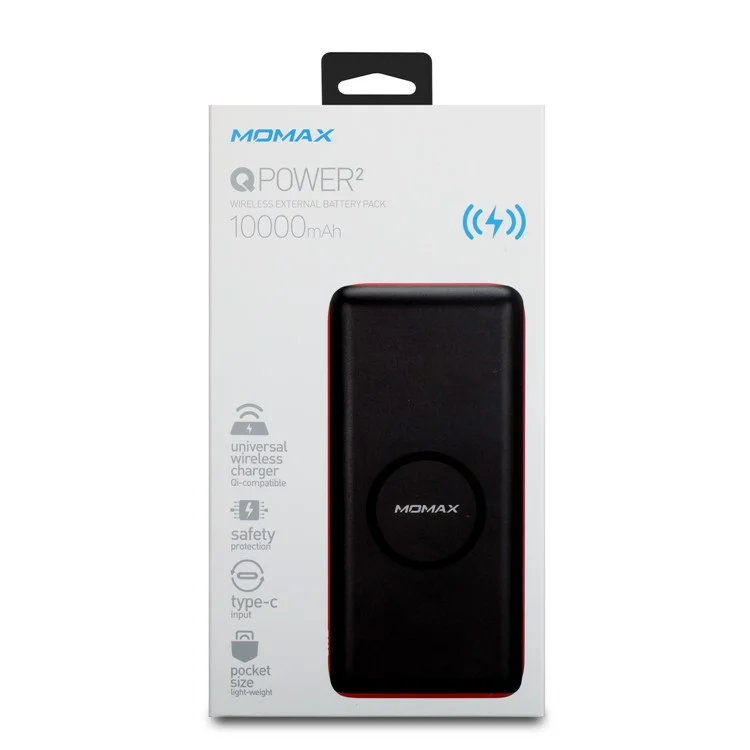 MOMAX QPower 2 Qi Wireless Charging Pad + Power Bank 10000mAh for iPhone X/8/8 Plus etc. - Black