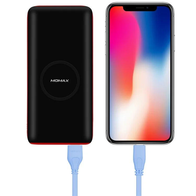 MOMAX QPower 2 Qi Wireless Charging Pad + Power Bank 10000mAh for iPhone X/8/8 Plus etc. - Black