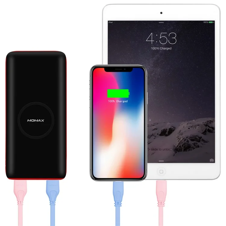 MOMAX Q.Power 2X Qi Wireless Charger Portable 20000mAh Dual USB Power Bank - Black