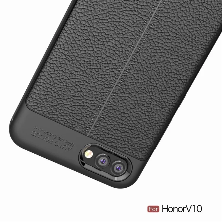 Litchi Skin TPU Phone Accessory Case for Huawei Honor V10 - Black