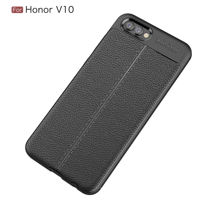 Litchi Skin TPU Phone Accessory Case for Huawei Honor V10 - Black