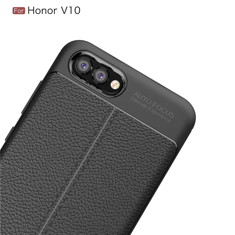 Litchi Skin TPU Phone Accessory Case for Huawei Honor V10 - Black