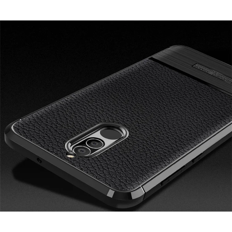 Litchi Texture TPU Phone Case for Huawei Mate 10 Lite / nova 2i / Maimang 6 / Honor 9i (India) - Black