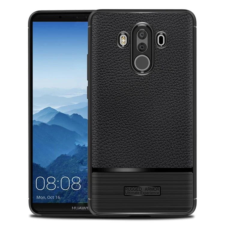 Litchi Texture TPU Phone Accessory Case for Huawei Mate 10 Pro - Black