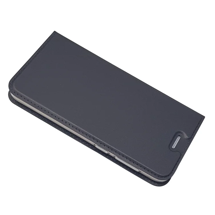 Magnetic Attraction PU Leather Card Holder Stand Case for Huawei Y6 Pro (2017) / Enjoy 7 / P9 lite mini - Black