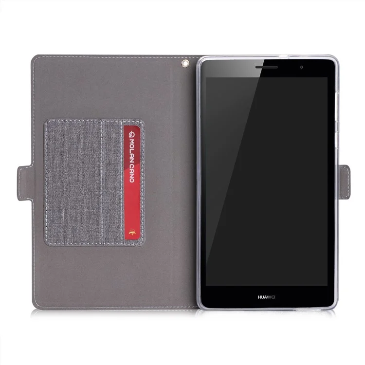 PU Leather Card Slots Magnetic Stand Cover with Strap for Huawei MediaPad T3 7.0 (3G) - Grey