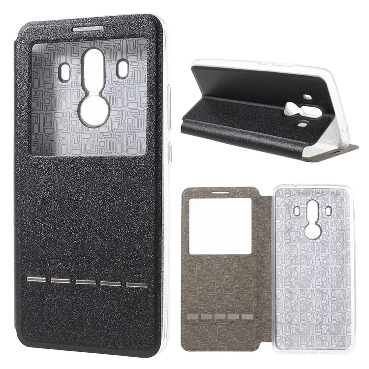 Slide to Answer View Window Flip Leather Case for Huawei Mate 10 Pro - Black