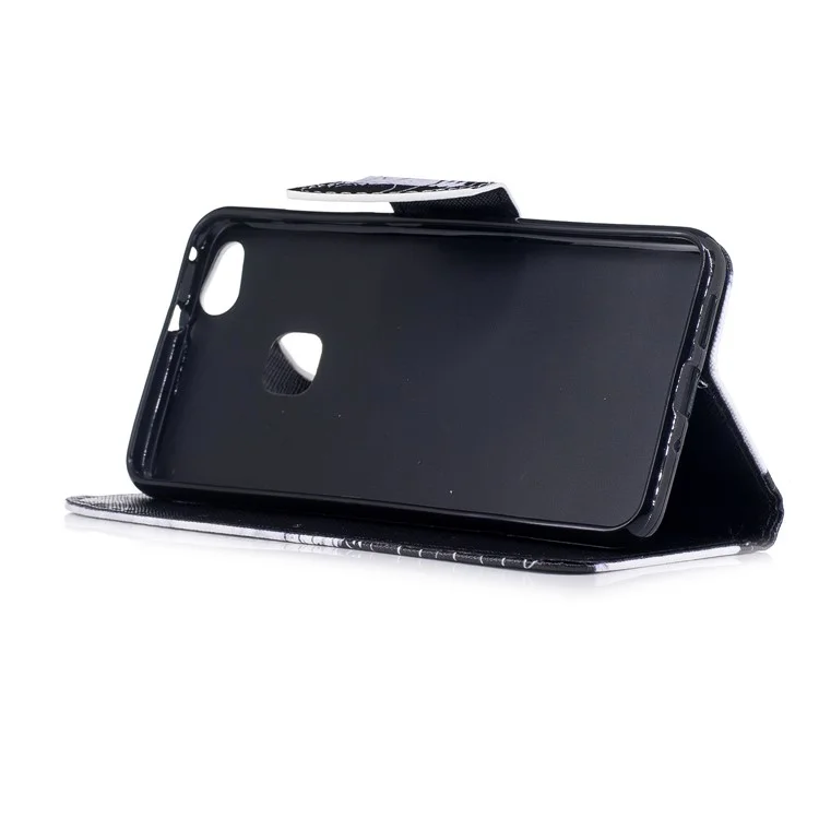 Pattern Printing Wallet Leather Stand Case for Huawei P10 Lite - Black and White Cat