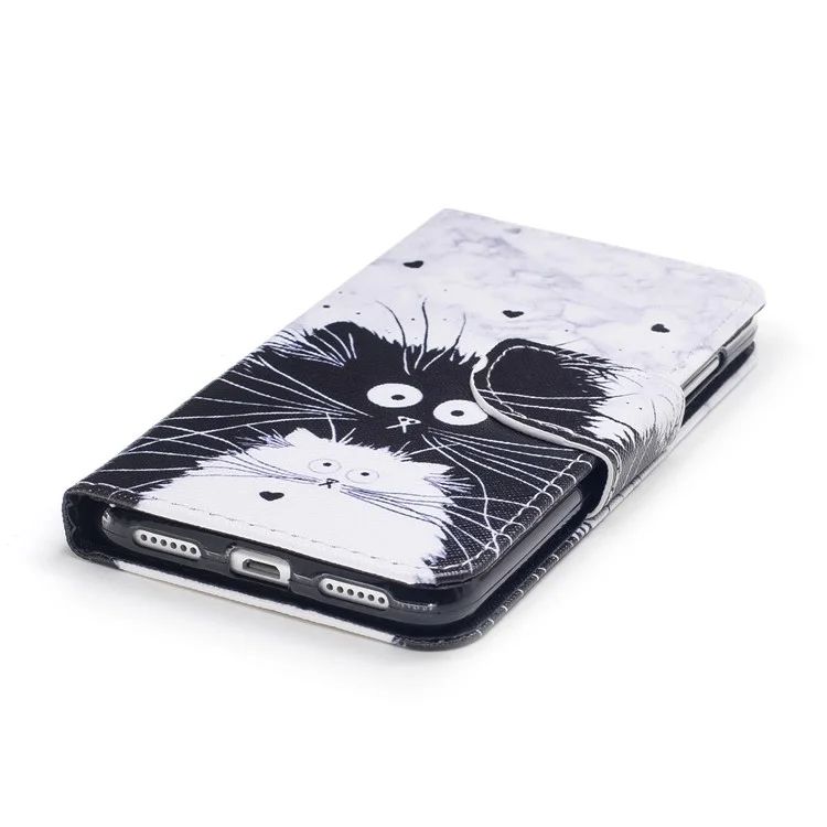 Pattern Printing Leather Wallet Case for Huawei P8 Lite (2017) / Honor 8 Lite - Black and White Cat