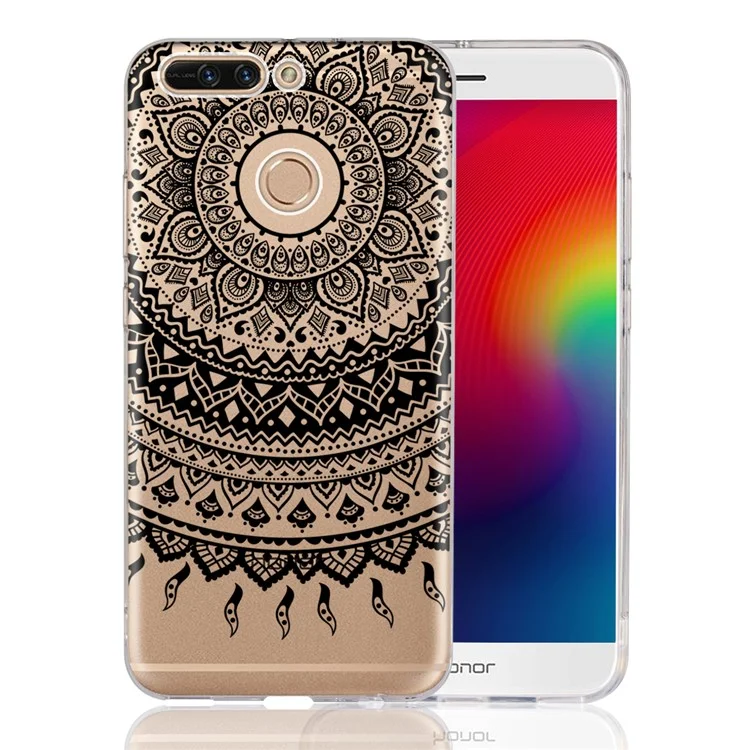 Mandala Flower TPU + PC Combo Back Case for Huawei Honor 8 Pro / Honor V9 - Black