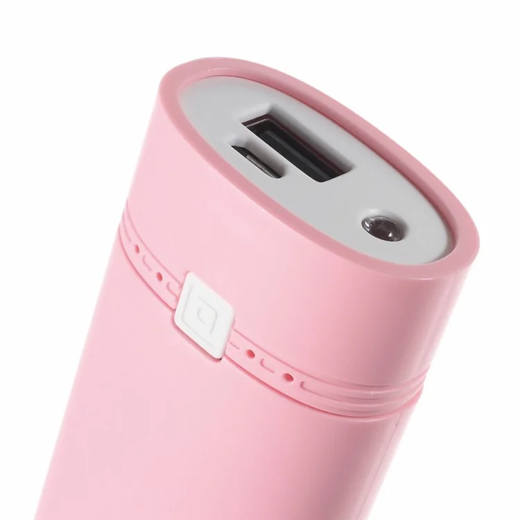 DIY Portable Power Bank Case with Flashlight and Micro USB Cable (A2-2) - Pink