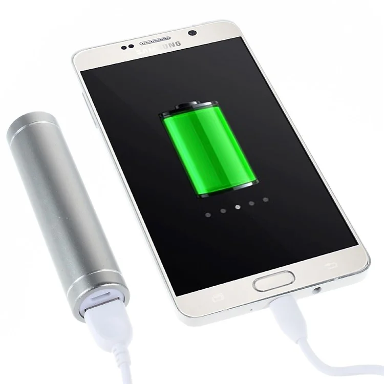 Metal Cylinder DIY Power Bank Case and Micro USB Cable (A1-2) - Silver