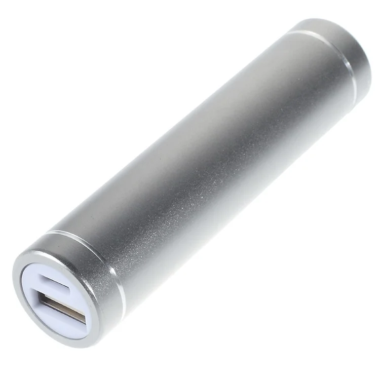 Metal Cylinder DIY Power Bank Case and Micro USB Cable (A1-2) - Silver