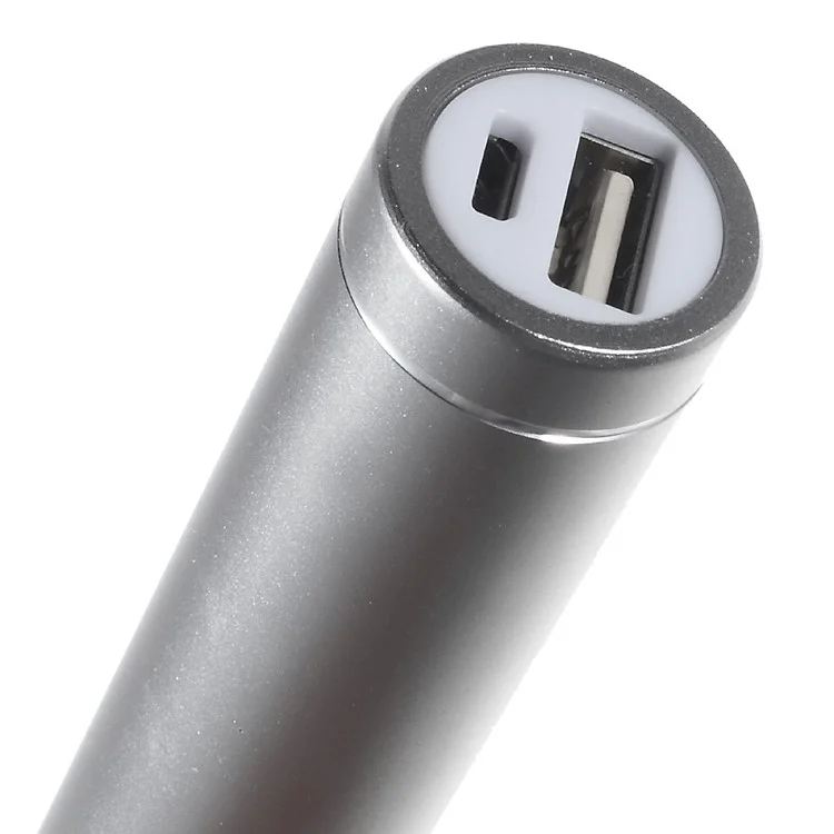 Metal Cylinder DIY Power Bank Case and Micro USB Cable (A1-2) - Silver