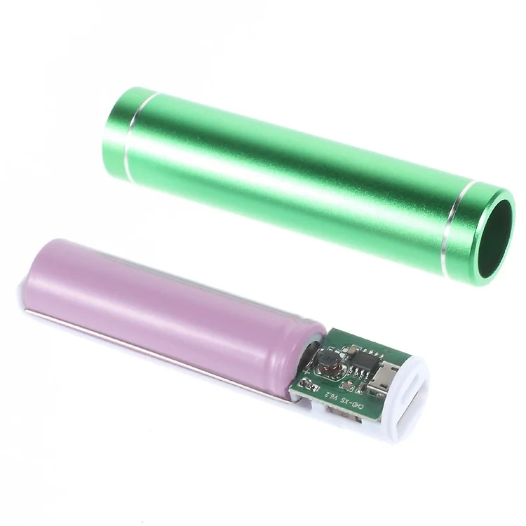 Metal Cylinder DIY Power Bank Housing and Micro USB Cable (A1-2) - Green