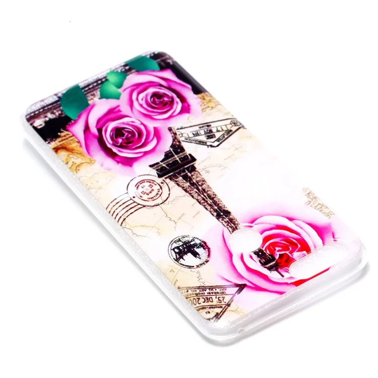 Pattern Printing Soft TPU Back Case for Huawei Honor 7X - Eiffel Tower and Roses