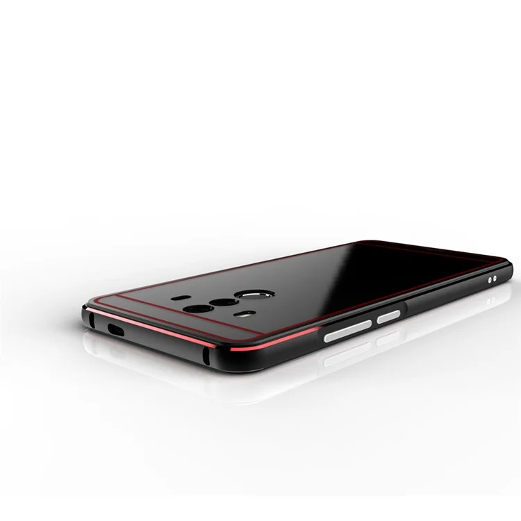 Transparent PC Back Plate + Metal Bumper Hybrid Case for Huawei Mate 10 Pro - Red