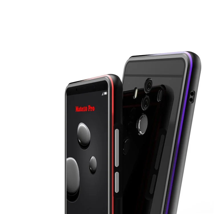 Transparent PC Back Plate + Metal Bumper Hybrid Case for Huawei Mate 10 Pro - Red