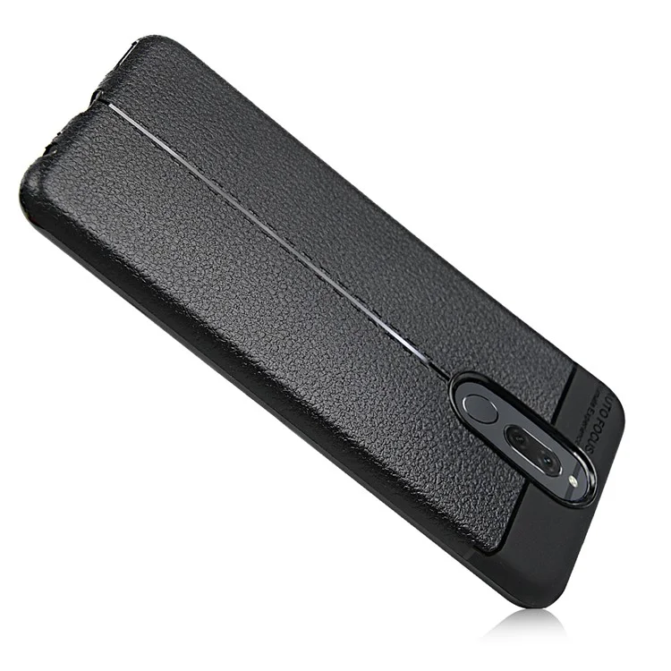 ANGIBABE Slim Litchi Grain Soft TPU Back Casing Cover for Huawei Mate 10 Lite / nova 2i / Maimang 6 / Honor 9i (India) - Black