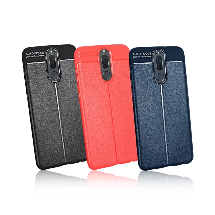 ANGIBABE Slim Litchi Grain Soft TPU Back Casing Cover for Huawei Mate 10 Lite / nova 2i / Maimang 6 / Honor 9i (India) - Black